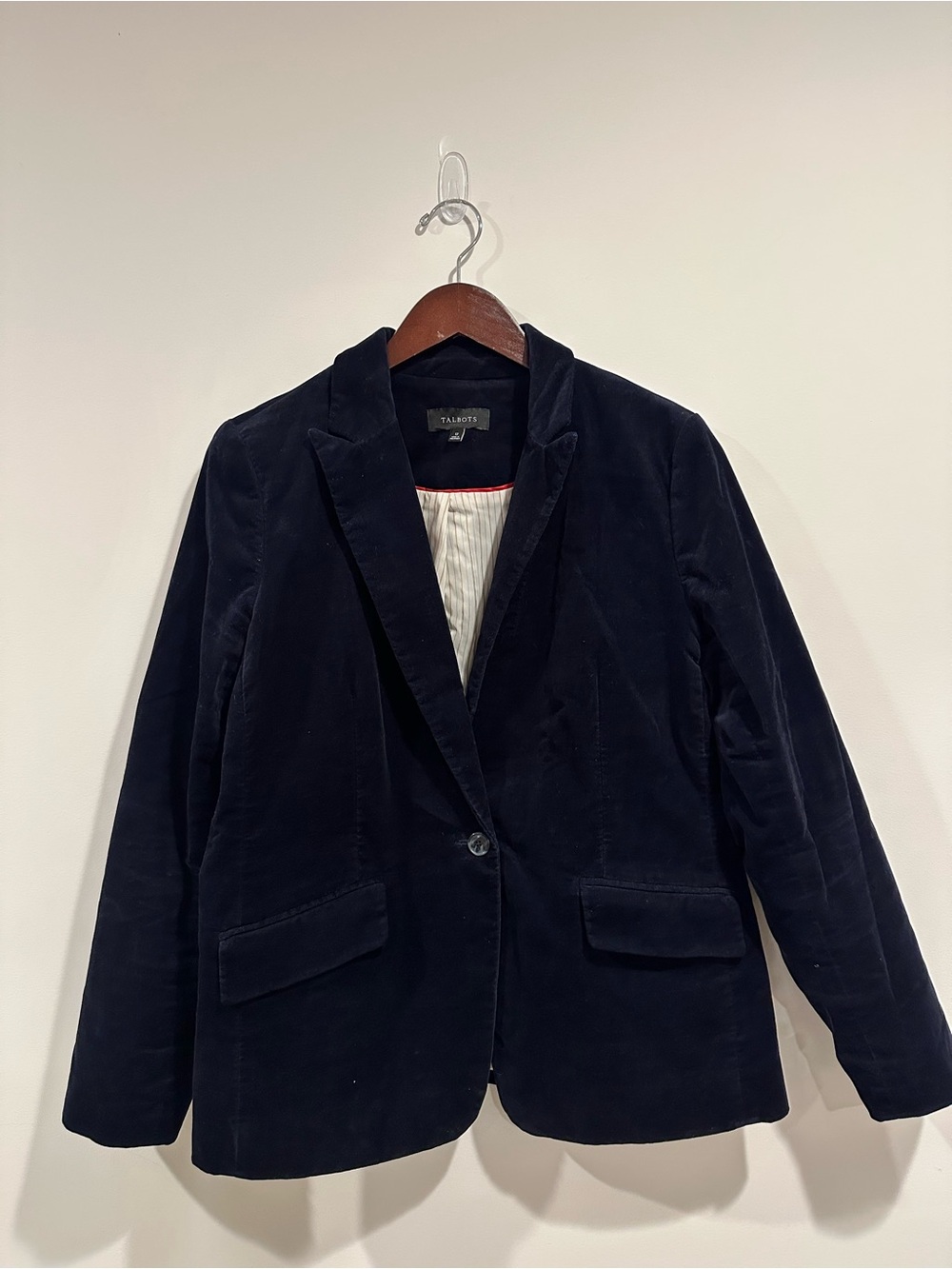Talbots Navy Velvet Single-Button Blazer